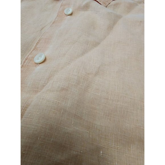 Tommy Bahama Relax Peach Orange 100% Linen Button Down Shirt Men's Large - Picture 2 of 6